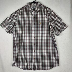 Carhartt Relaxed Fit Plaid Shirt LT Mens Short Sleeve Button Front Pocket